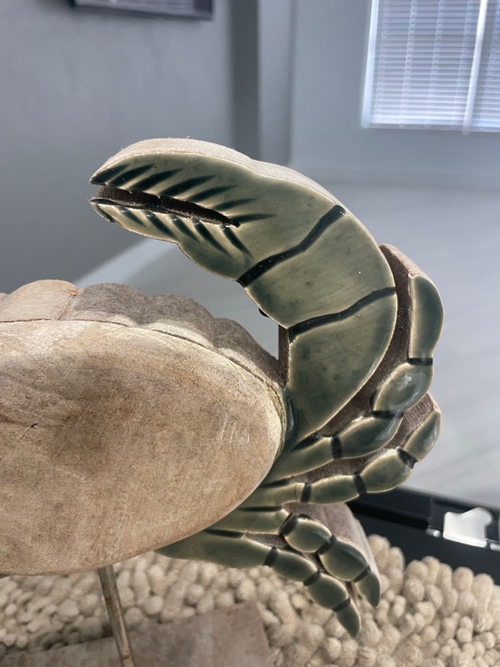 Decorative Wooden Crab Sculpture - Green & Natural - Picture 4 of 8